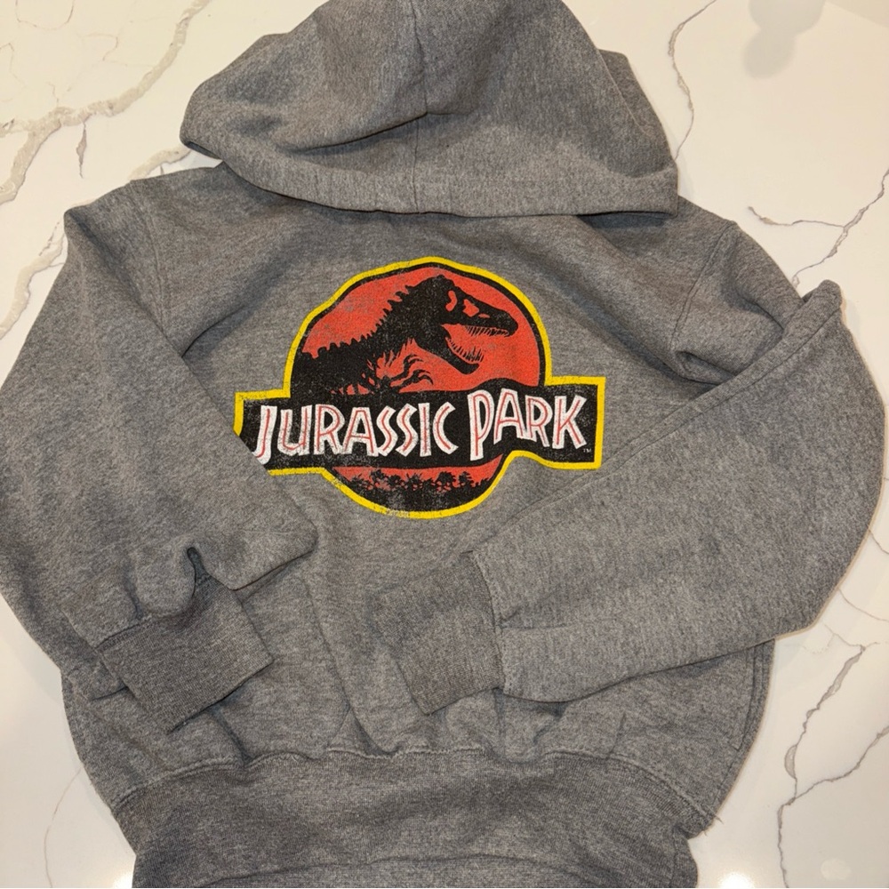 Universal Gray Sweater with Hood and Jurassic Park Logo